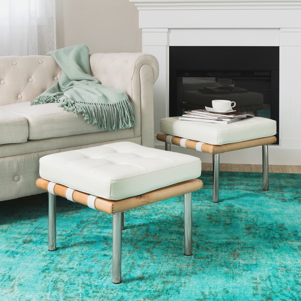 Andalucia modern white leather ottoman (set of 2) free shipping ... Patio décor Andaluces