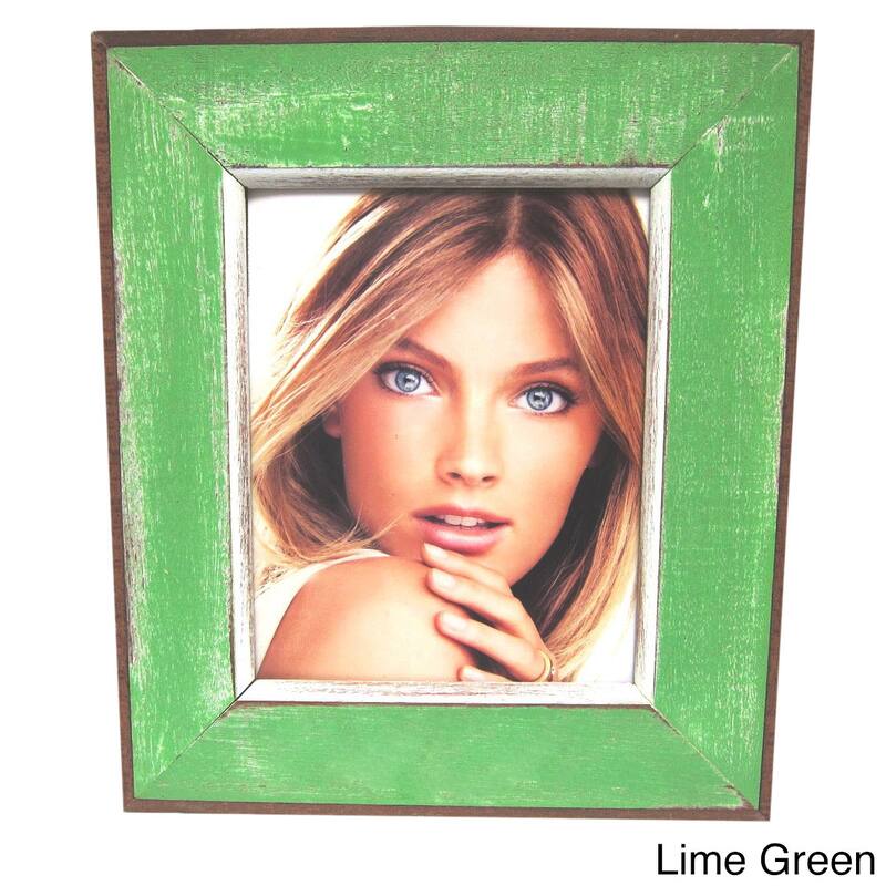 Handmade Recycled Boatwood 8x10-inch Picture Frame (Thailand) - Lime Green