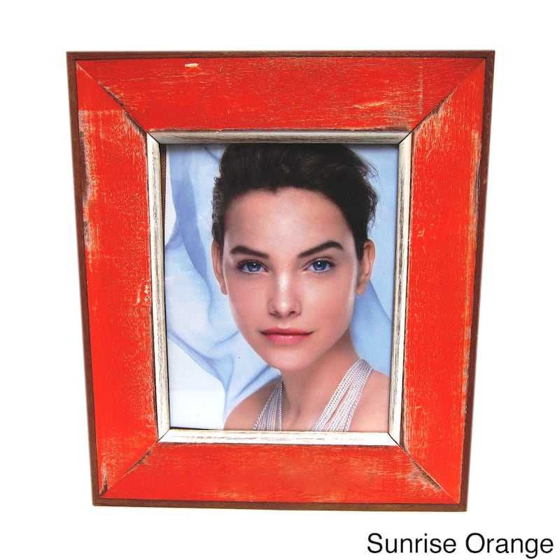 Handmade Recycled Boatwood 8x10-inch Picture Frame (Thailand) - Sunrise Orange