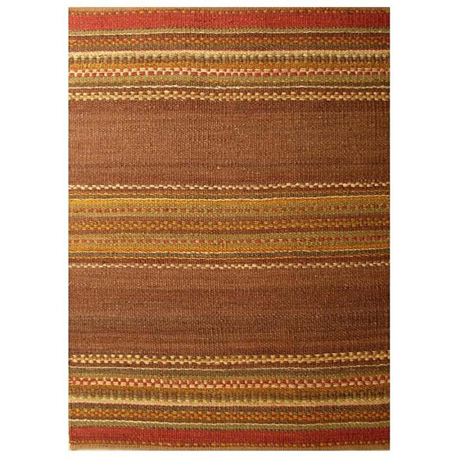 Handwoven Mohawk Brown Stripe Pattern Jute Rug (6 X 9)