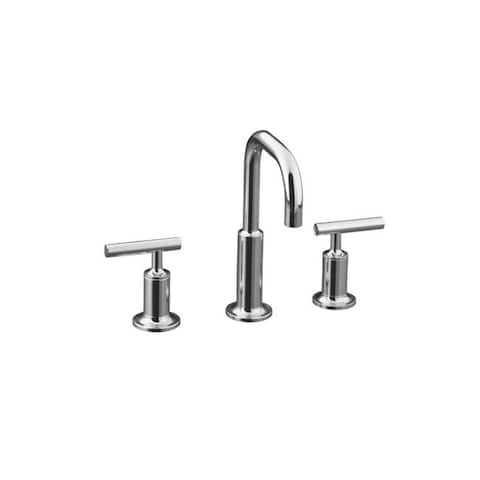 Shop Kohler K 14406 4 Cp Polished Chrome Purist Widespread Lavatory Faucet With Low Gooseneck Spout And Low Lever Handles Overstock 5597754