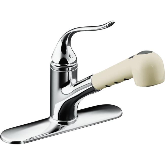 Kohler K 15160 ap cp Polished Chrome Coralais Single control Pullout Spray Kitchen Sink Faucet With Color matched Sprayhead And
