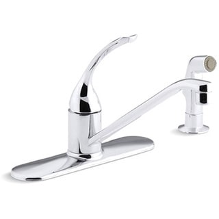 Kohler K-15172-TL-CP Polished Chrome Coralais Single-Control Kitchen Sink Faucet With 10" Spout, Color-Matched Sidespray, Ground