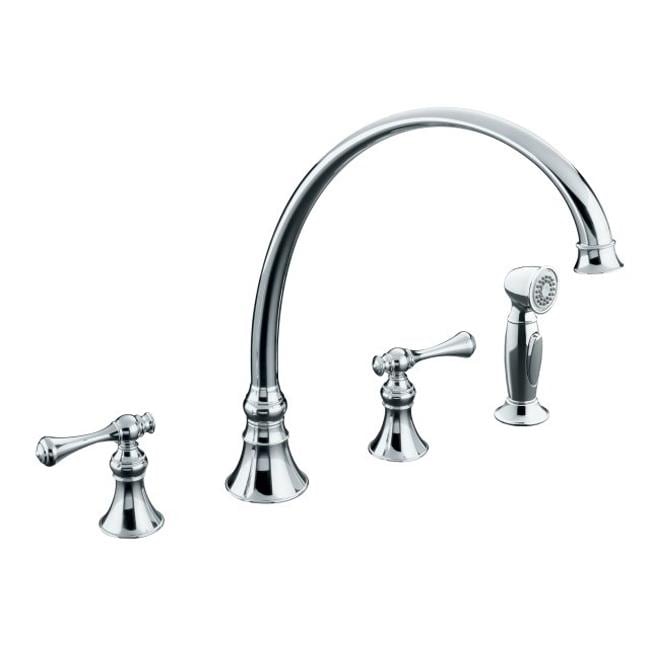 Kohler K 16111 4a cp Polished Chrome Revival Kitchen Sink Faucet With 11 13/16 Spout, Sidespray And Traditional Lever Handles