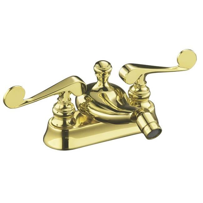 Kohler K 16131 4 pb Vibrant Polished Brass Revival Centerset Bidet Faucet With Scroll Lever Handles