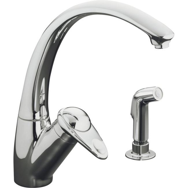 Kohler K 6356 cp Polished Chrome Avatar Single control Kitchen Sink Faucet With Center Lever Handle And Sidespray