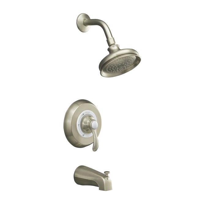 Kohler K T12007 4 BN Vibrant Brushed Nickel Fairfax Rite Temp Pressure Balancing Bath And Shower Faucet Trim With Lever Handle L13362125 