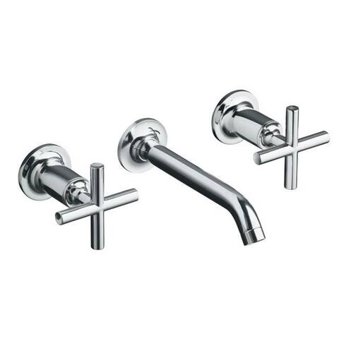 Kohler Purist Widespread Wall-Mount Bathroom Sink Faucet Trim with Cross Handles and 6-1/4" Spout Requires Valve Polished Chrome