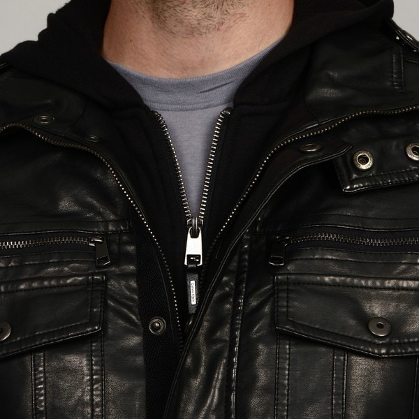 calvin klein hooded leather jacket