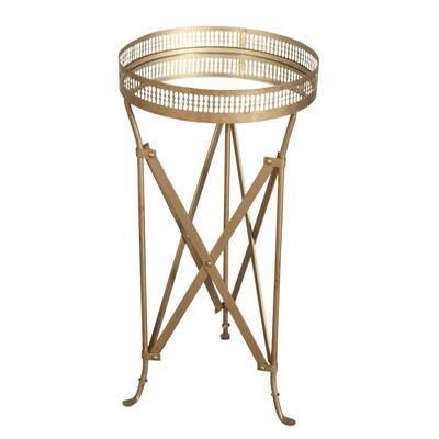 Handmade Iron and Glass Accordion End Table (India)