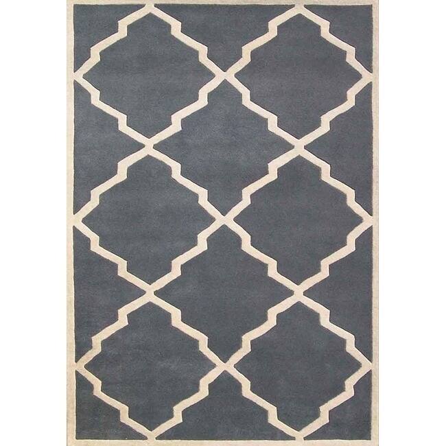 Alliyah Handmade Bluish-Grey New Zealand Blend Wool Rug - 8' x 10'