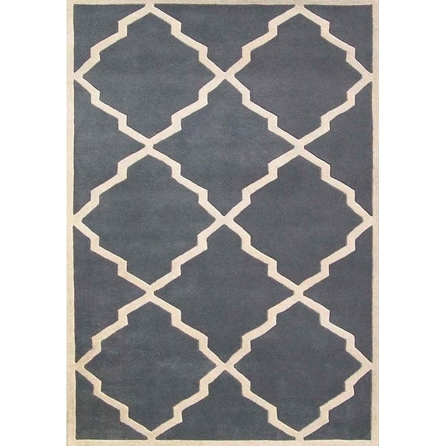 Alliyah Handmade Bluish-Grey New Zealand Blend Wool Rug - 8' x 10'