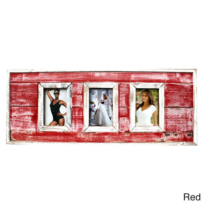 Handmade Recycled Boatwood 3-Window Picture Frame (Thailand)
