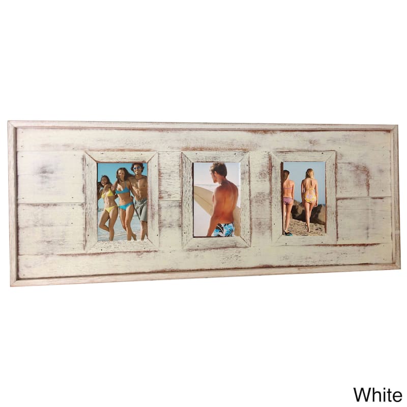 Handmade Recycled Boatwood 3-Window Picture Frame (Thailand)
