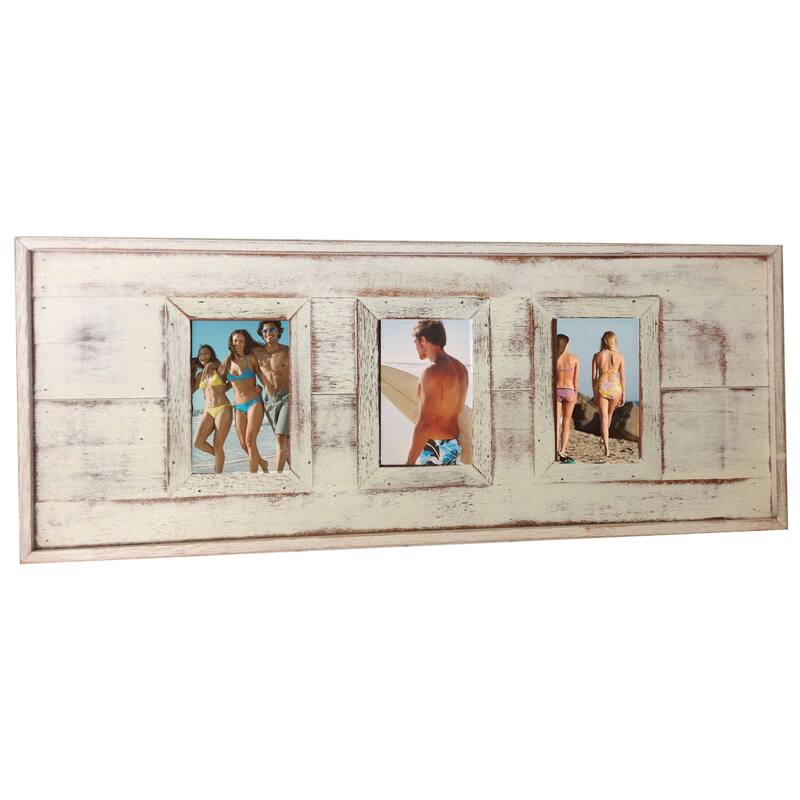 Handmade Recycled Boatwood 3-Window Picture Frame (Thailand)