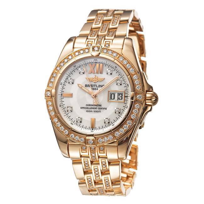 Breitling Womens Cockpit Lady 18k Rose Gold Diamond Watch 