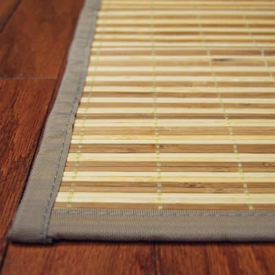 Handmade Natural and Beige Rayon from Bamboo Rug - 1'8 x 2'7