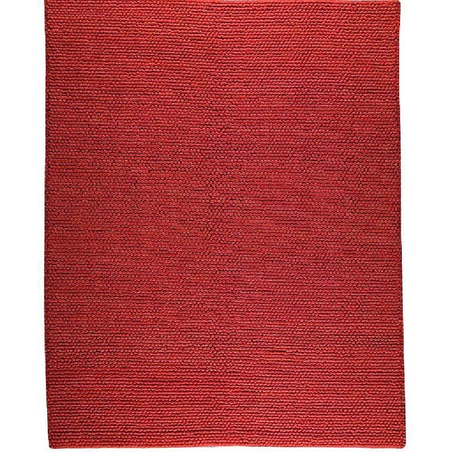 Hand woven Ladh Dark Orange Wool Rug (66 X 99)