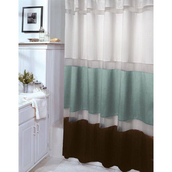 Shop Marin Aquamarine And Brown Shower Curtain Free Shipping On