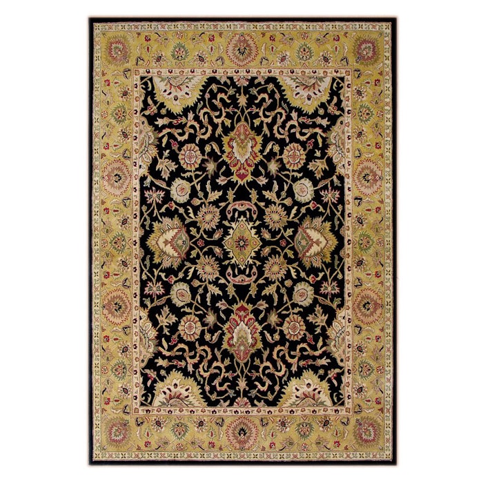 Handmade Delhi Black New Zealand Wool Rug (9 X 12)