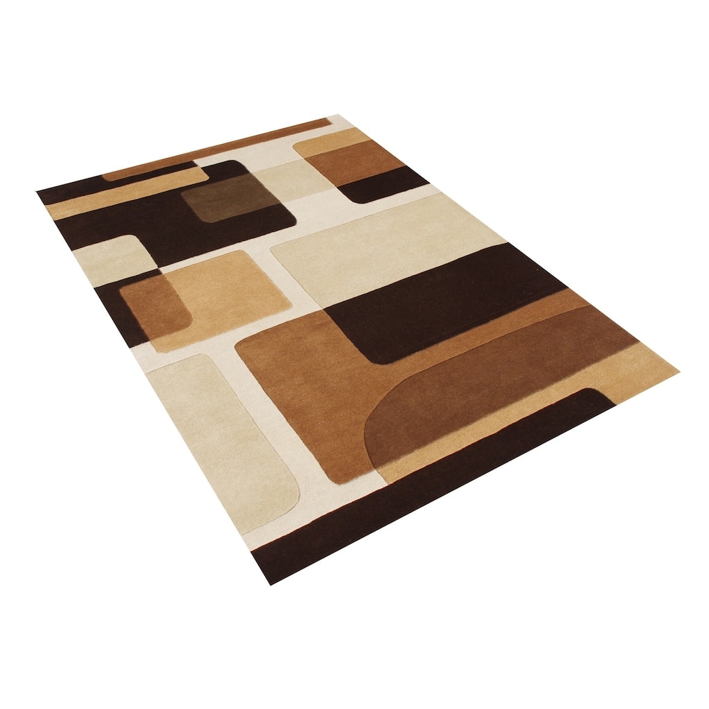 Alliyah Handmade Brown New Zealand Blend Wool Rug - 6' x 6'