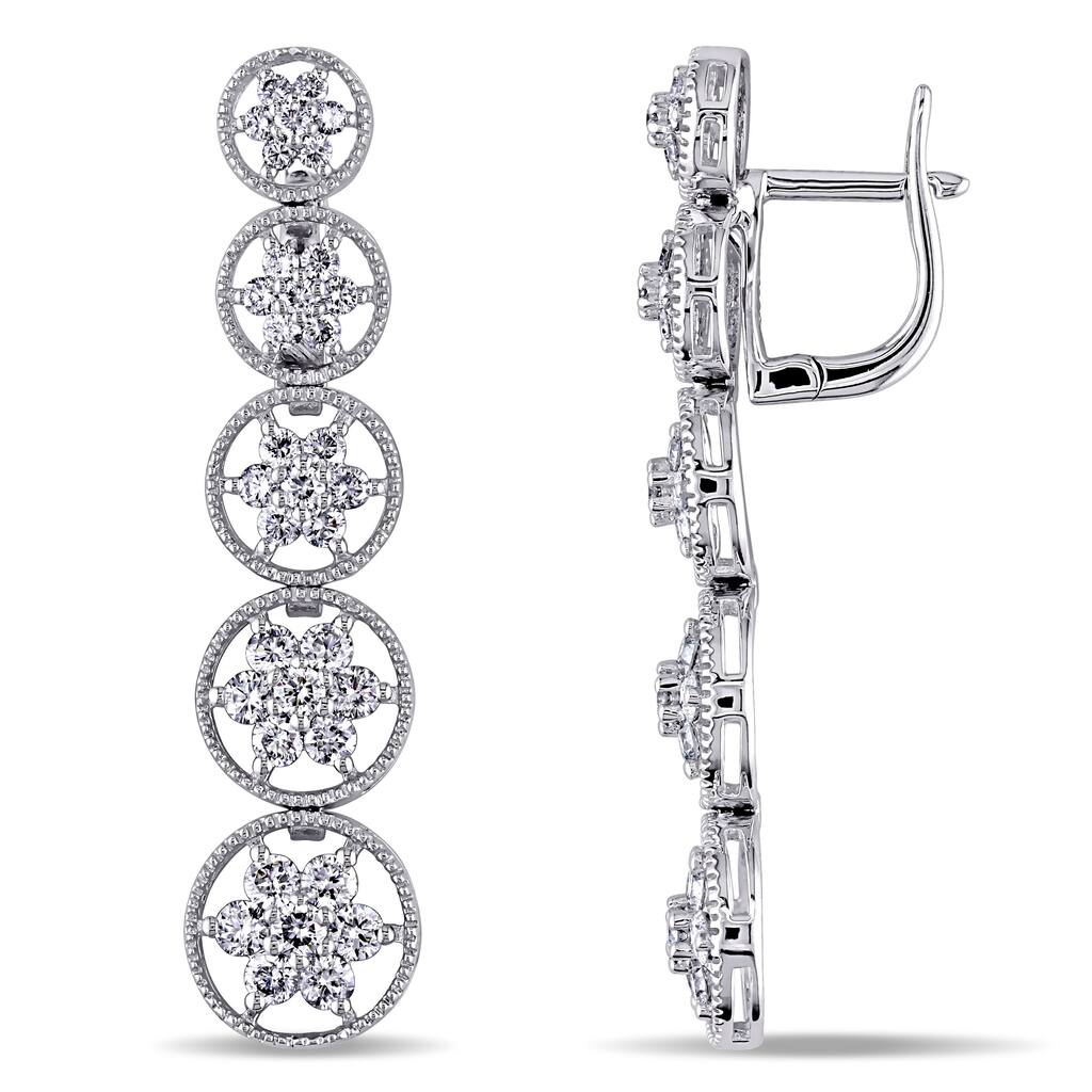 Miadora 18k White Gold 2 1/4ct TDW Diamond Earrings