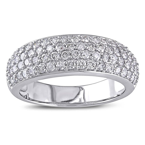 Shop Miadora 10k White Gold 1ct TDW Pave Diamond Ring (G-H, I2-I3) - On ...