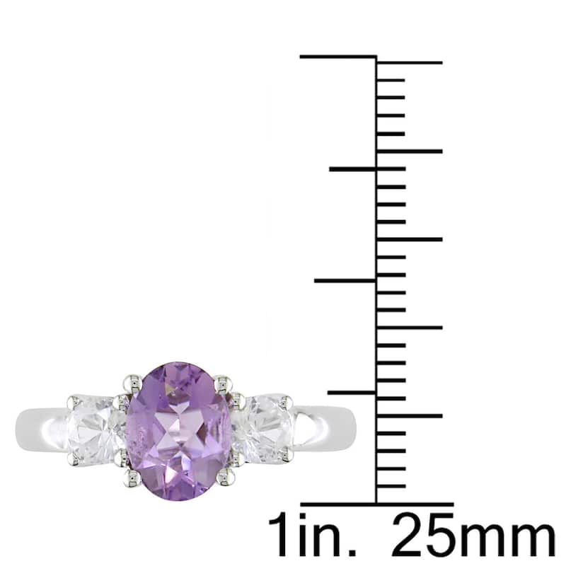 Miadora Sterling Silver Amethyst and Created White Sapphire Ring