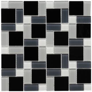 1x1 Mosaic Tile Sheets At Somertile 11 75x11 75 Inch View Block Black And White Gl Mosaic Wall Tile