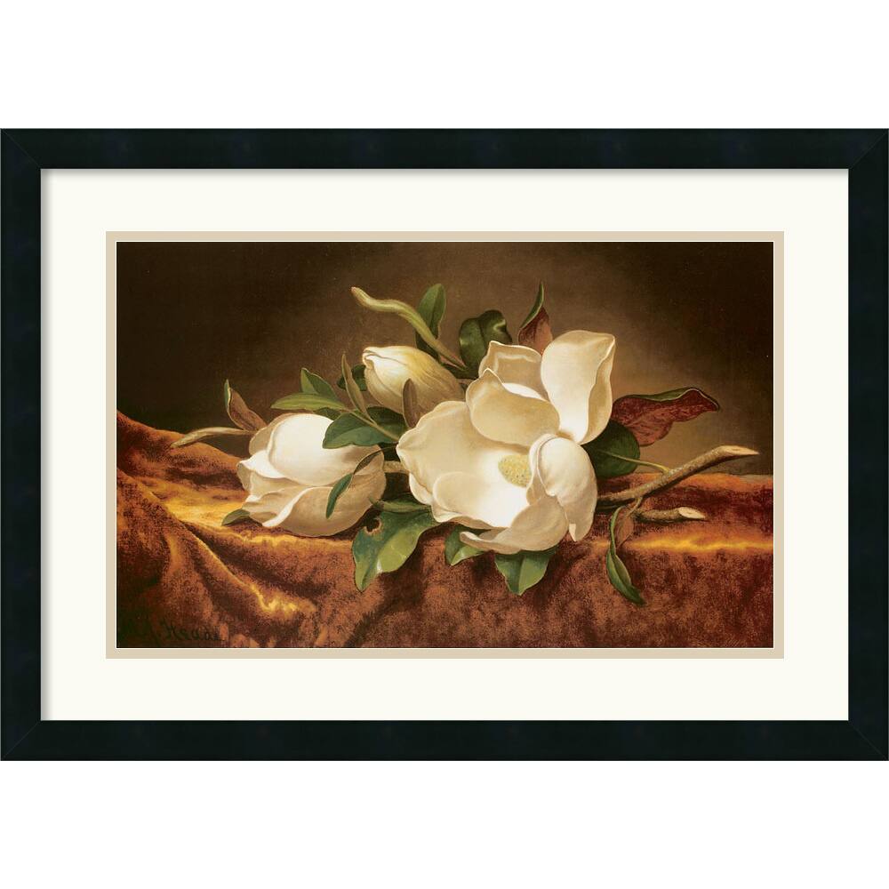 Martin Johnson Heade 'Magnolias on Gold Velvet Cloth' Horizontal Framed Art Print