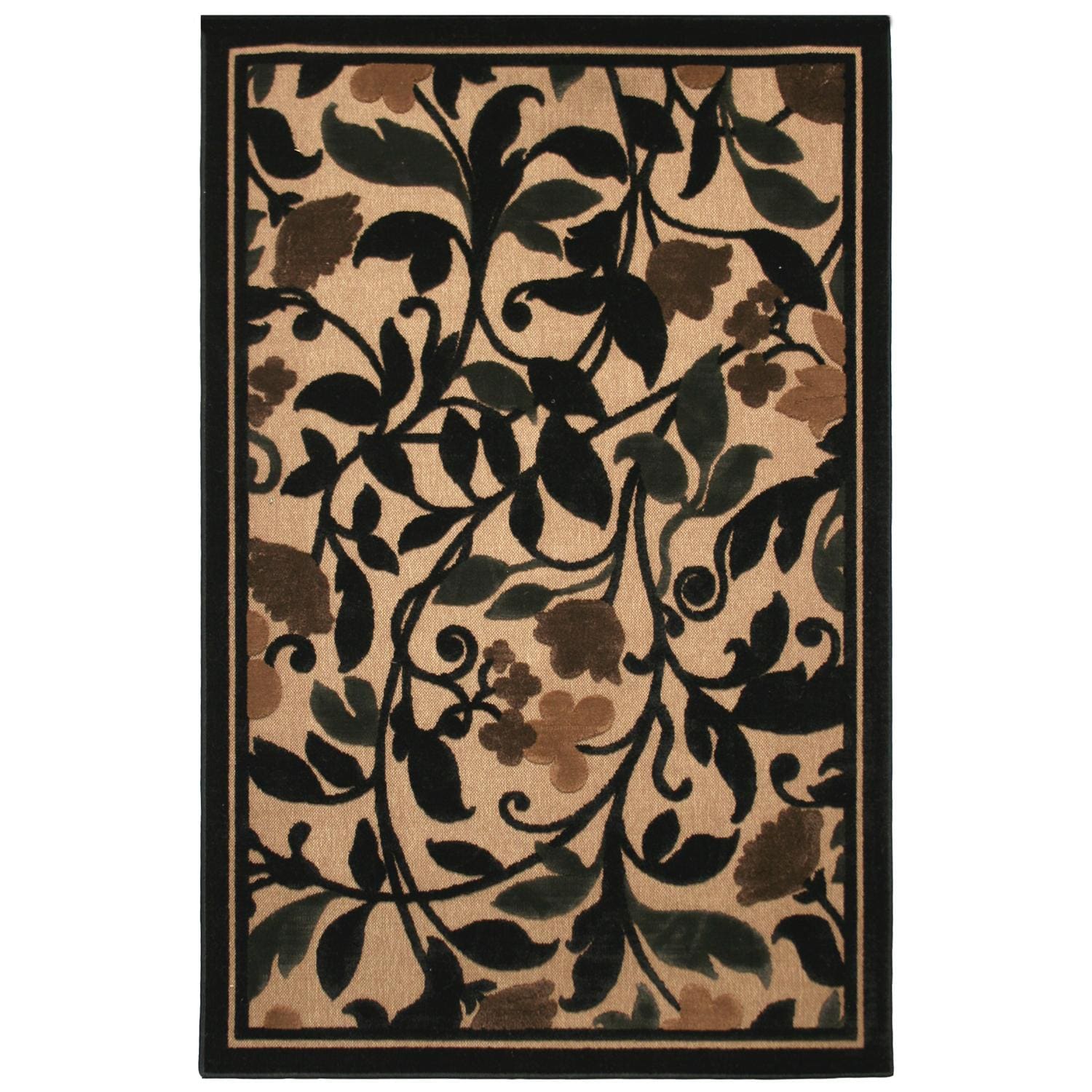 Beige Indoor/outdoor Floral Olefin Rug (5 X 8)