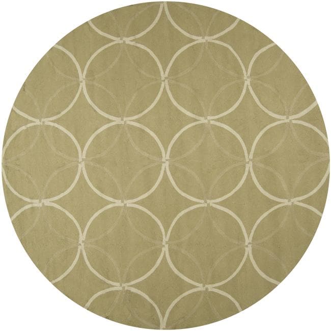 Hand hooked Bliss Outdoor Sage Indoor/outdoor Moroccan Trellis Rug (8 Round)