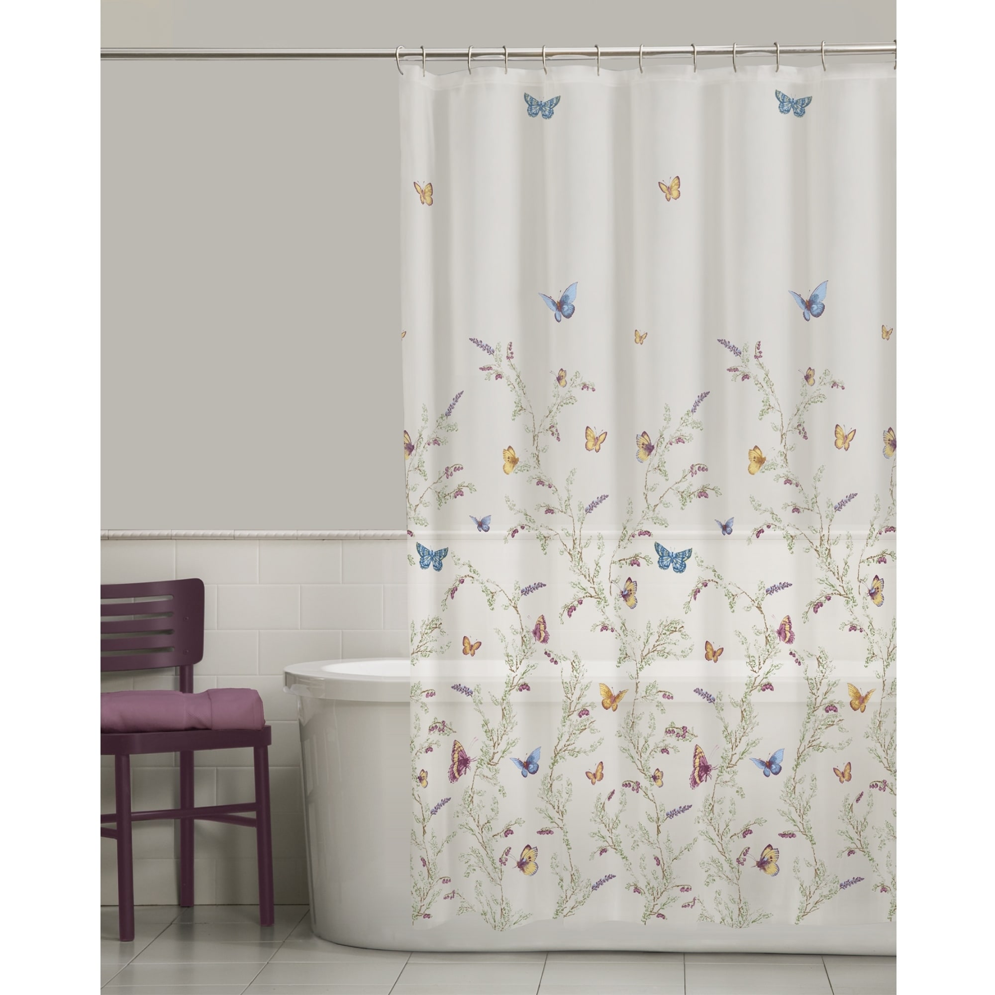 Garden Flight Butterfly PEVA Shower Curtain Off White 70 x 72 | eBay