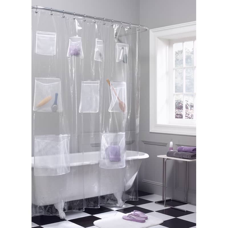 Maytex Mesh Pockets PEVA Shower Curtain - Clear