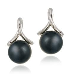 Icz Stonez Sterling Silver Cubic Zirconia and Faux Grey Pearl Earrings. Opens flyout.