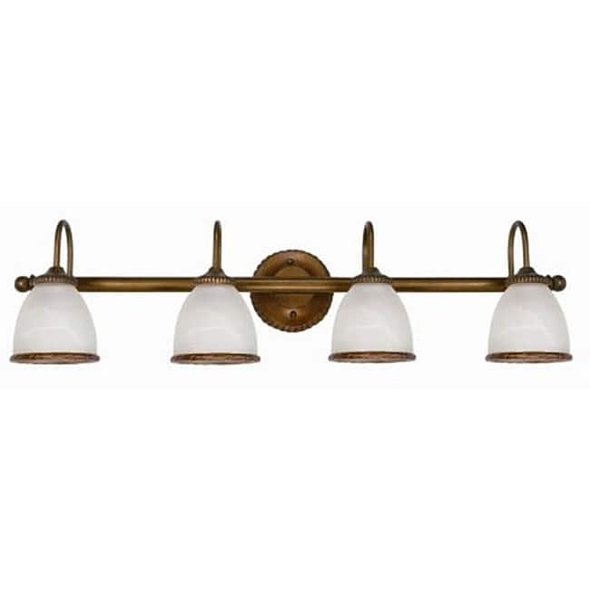 Tet-A-Tet 4-light Old Gold Alabaster Glass Vanity