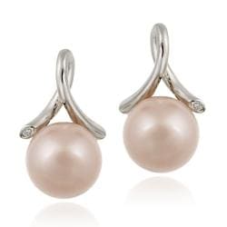 Icz Stonez Sterling Silver Cubic Zirconia Pink Faux Pearl Earrings