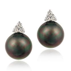 Icz Stonez Sterling Silver Cubic Zirconia Faux Peacock Pearl Earrings