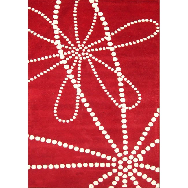 Handmade Sabrina Red Wool Rug (5 X 8)