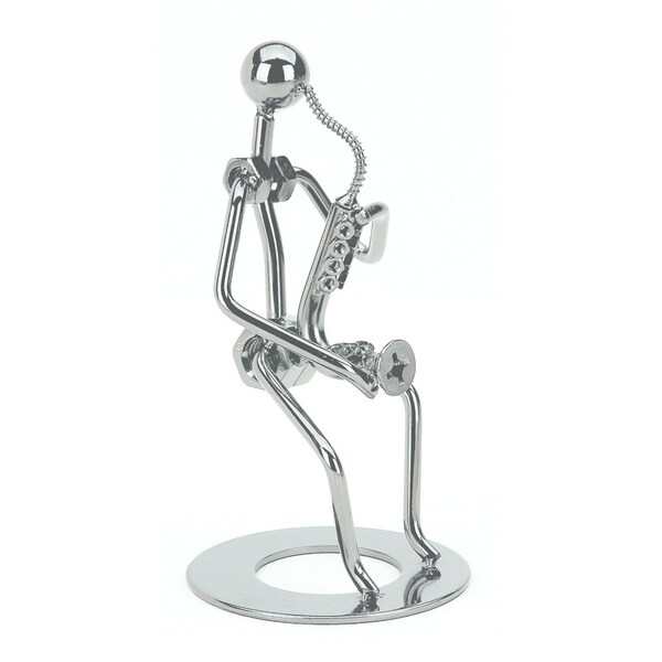 Saxophonist Silver Metal Figurine