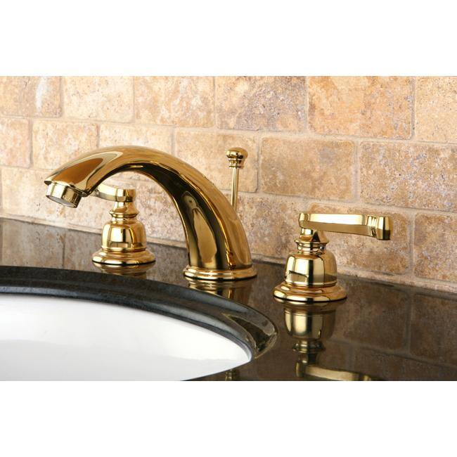 Kingston Brass French Handle Polished Brass Widespread Bathroom Faucet