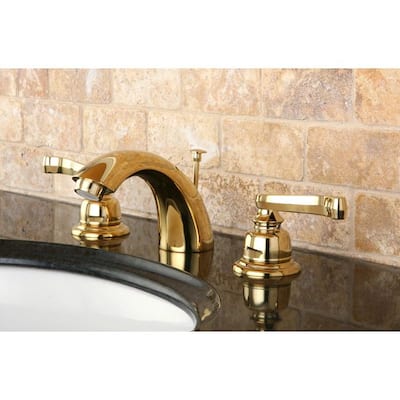 Kingston Brass French Handle Polished Brass Mini-widespread Bathroom Faucet