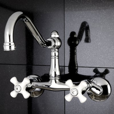 Kingston Brass Adjustable Chrome Wallmount Kitchen Faucet