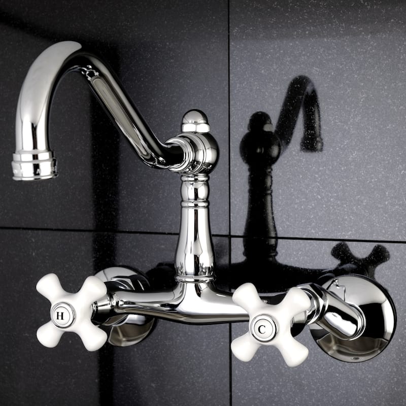 Kingston Brass Adjustable Chrome Wallmount Kitchen Faucet