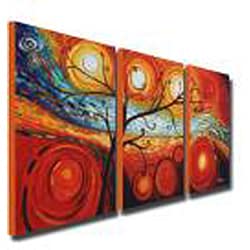 'Tree and Starry Night' Hand-painted 3-piece Canvas Art Set - Overstock ...