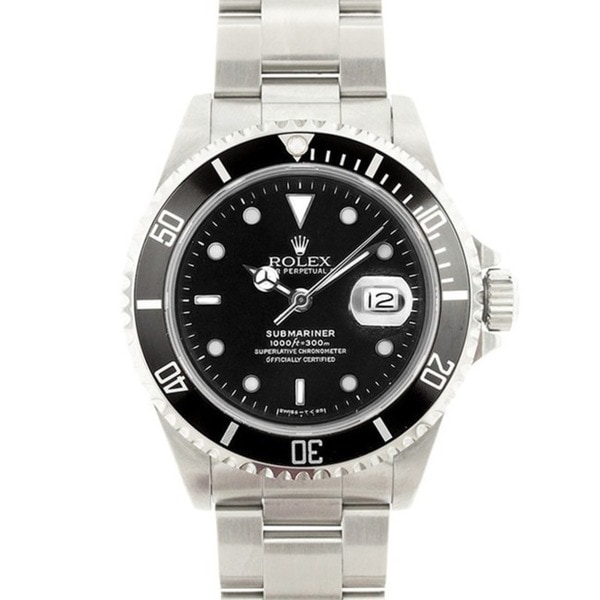 Pre Owned Rolex Mens Submariner Stainless Steel Black Dial Watch