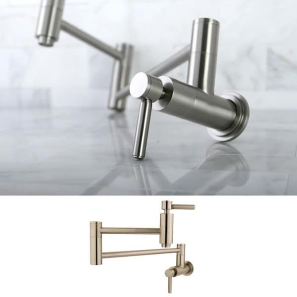 Concord Satin Nickel Wallmount Pot filler Kitchen Faucet