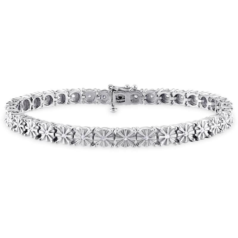 Miadora Sterling Silver 1/2ct TDW Diamond Tennis Bracelet