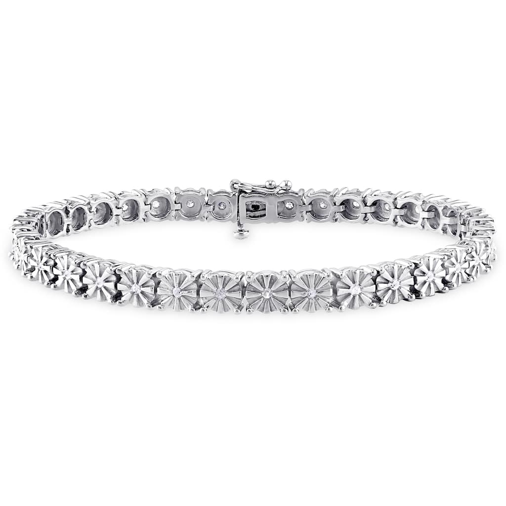 Miadora Sterling Silver 1/2ct TDW Diamond Tennis Bracelet