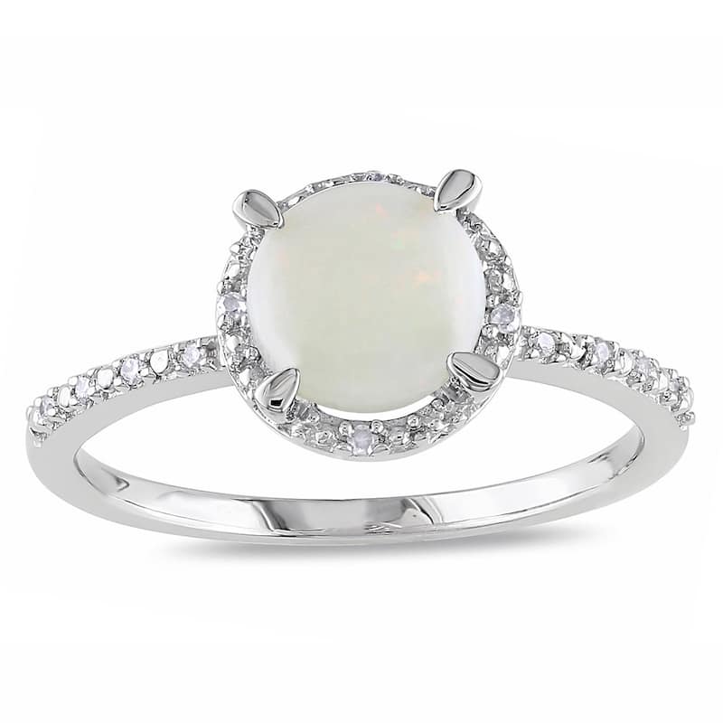 Miadora Sterling Silver Opal and Diamond Accent Ring